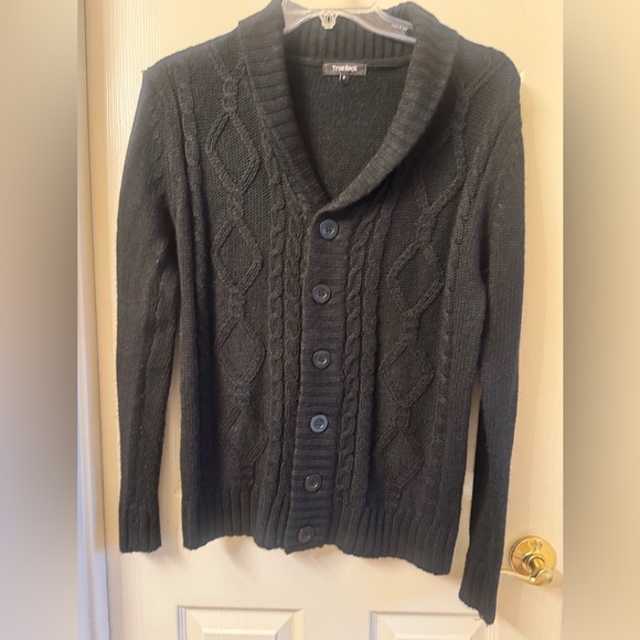 TRUE ROCK Other - Men's True Rock Black Cable Knit Cardigan Sweater